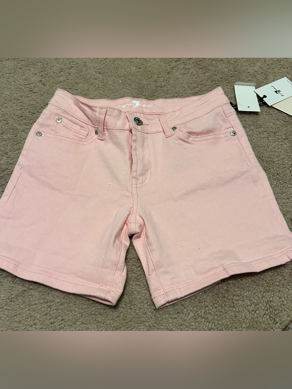 7 For All Mankind Light Pink Denim Shorts